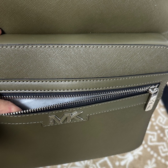 Michael Kors Malone pebbled leather Olive Backpack with Silver Accents main image 9